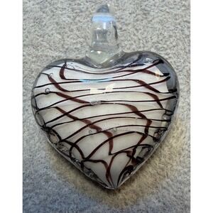 Hand Blown Glass‎ Heart Pendant Swirls Art Glass Paperweight Charm Pendant